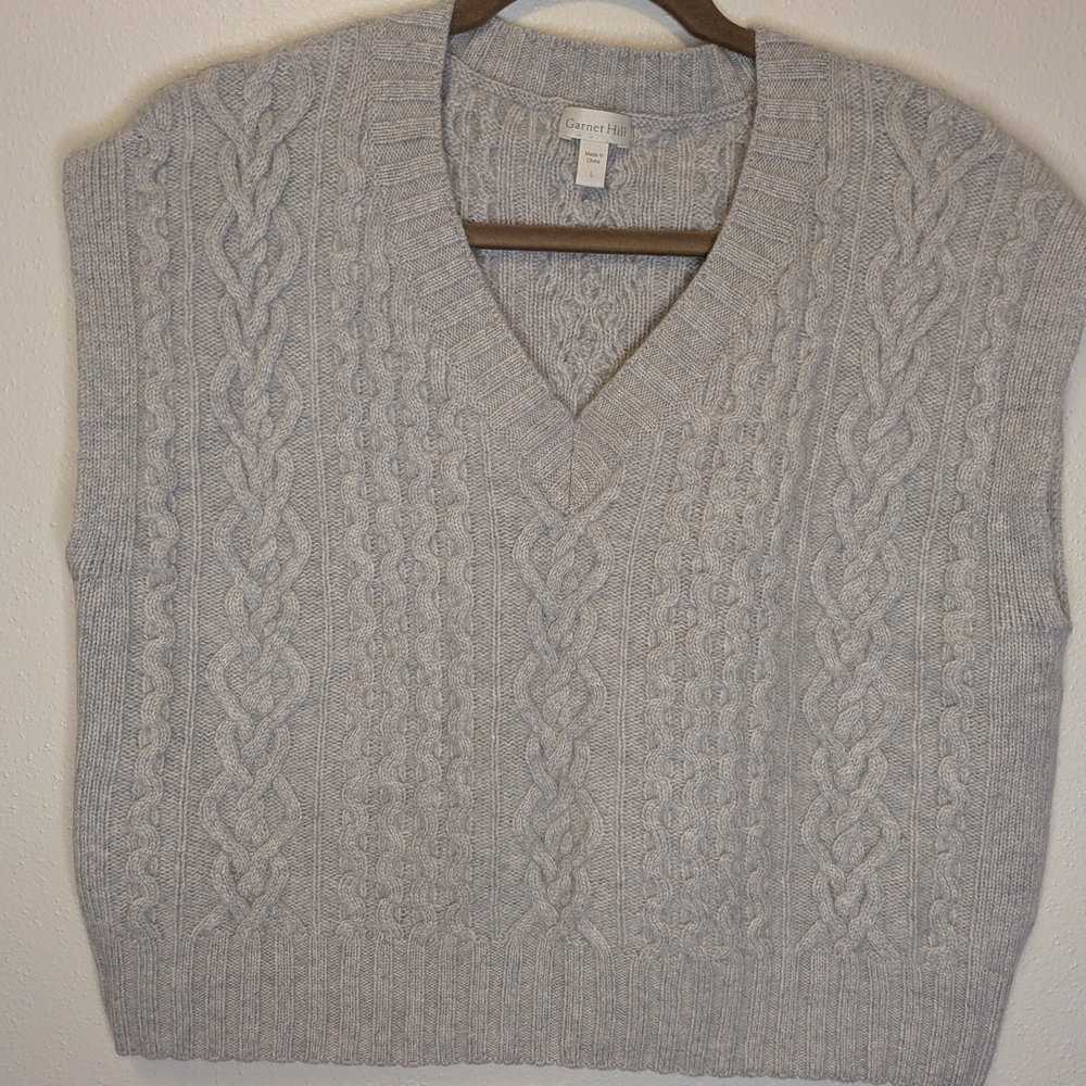 Garnet Hill Light Gray V-Neck Sweater Vest